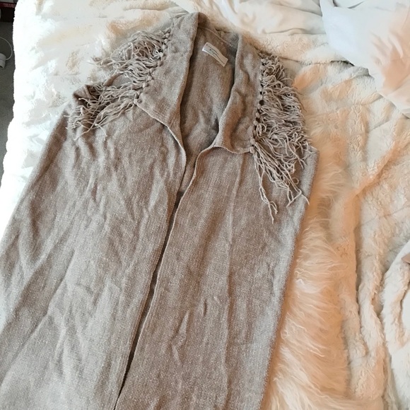 Cashmere Boho Fringe Vest Sweater Duster - Picture 6 of 11